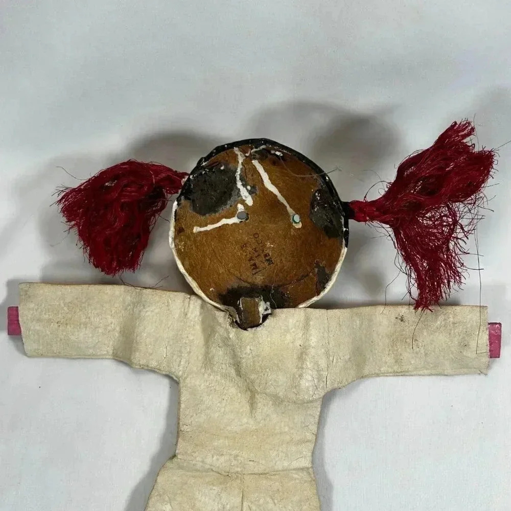 Vintage Mexican Folk Doll Coconut Canvas Wall Art - Picture 6 of 7